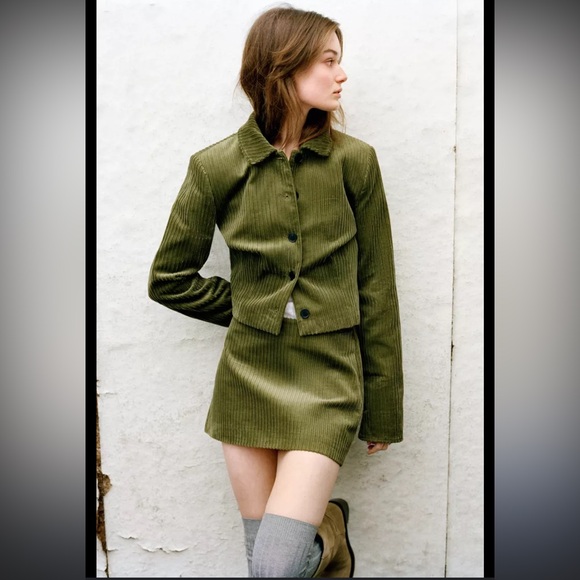 Zara Jackets & Blazers - Zara Olive Green Corduroy Jacket